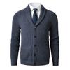 Men's Shawl Collar Cardigan Sweater Slim Fit Cable Knit Button Up Merino Wool Sweater