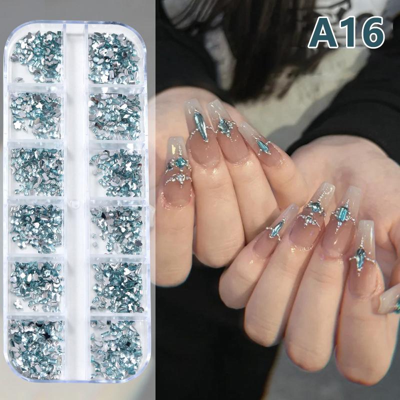 12 Grid Mini Nail Flat Back Beautify Nails Diy Decorative 3D Manicure Nail Art Decorations For Girls