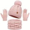 Winter 3-Piece Set: Hat, Scarf & Gloves. Warm, Thickened, Fashionable. Perfect for Outdoor Activities & Daily Use.