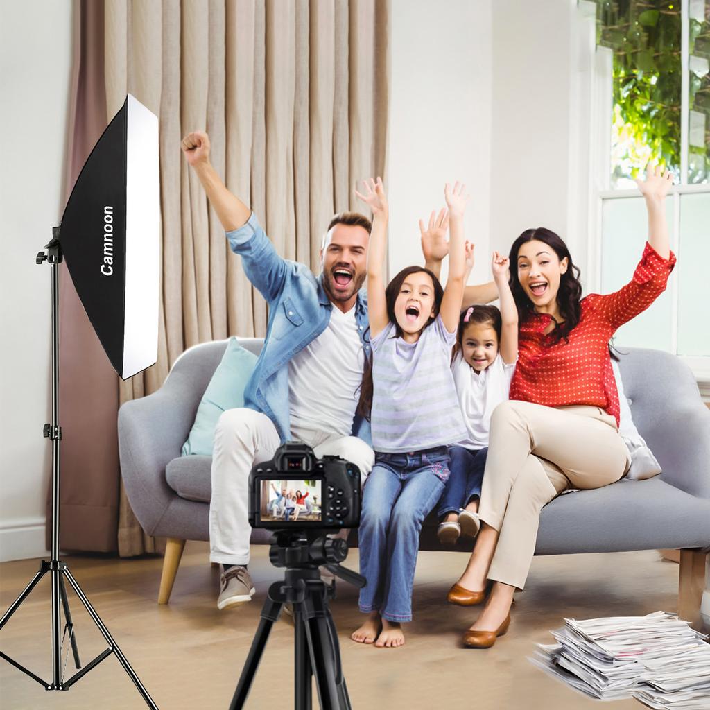 CAMNOON Studio Photography Light Kit Softbox Lighting Set with 105W LED Light * 2 + 50x70cm Softbox
