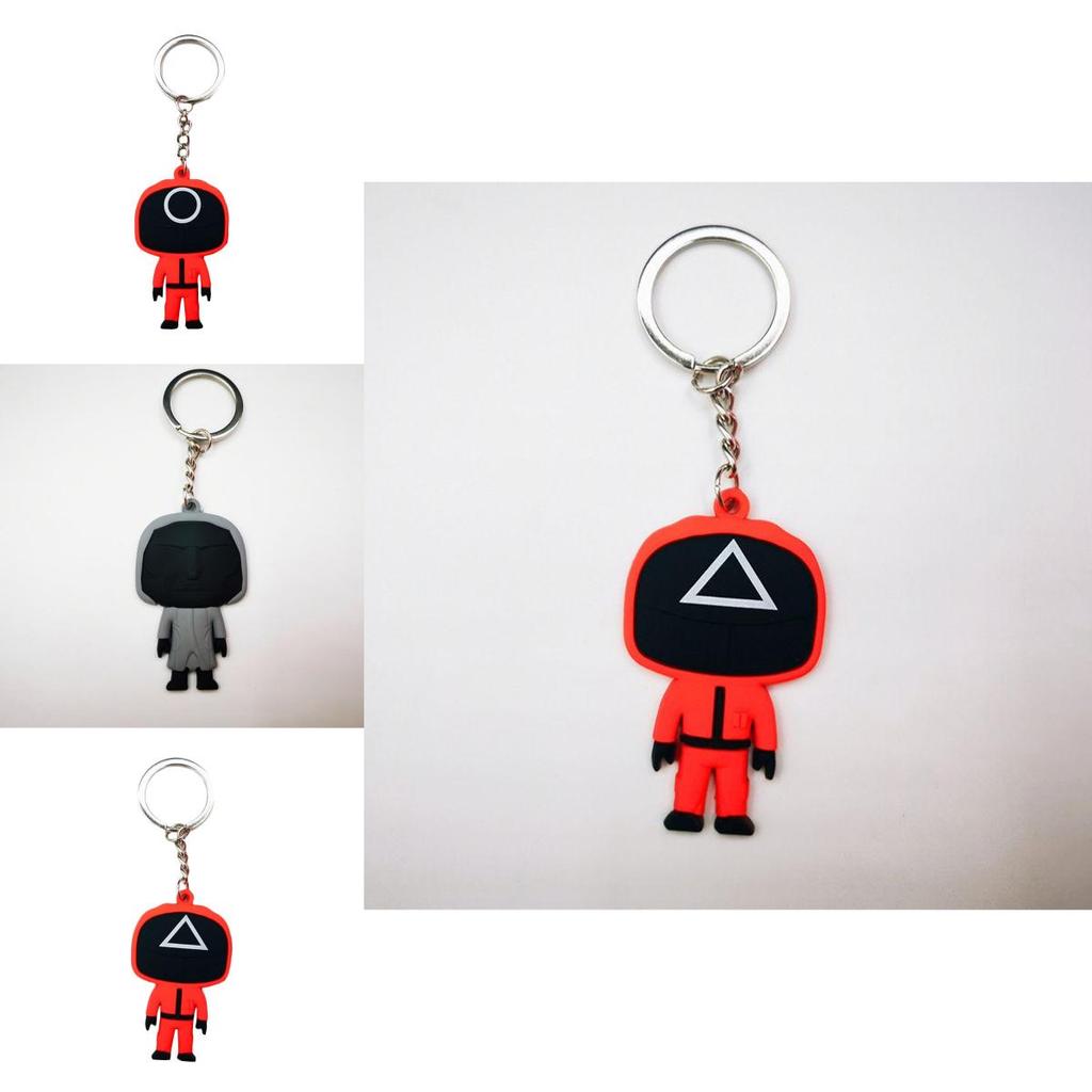 Squid Game Keychain With Red Guard Staff Worker Figure For Bags And Backpacks