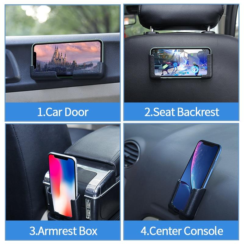 SEAMETAL Автомобильный держатель для телефона-подставка, сумка для мобильного телефона, многофункциональный черный карманный органайзер для сотового телефона, сумка для хранения автомобиля, наклейка