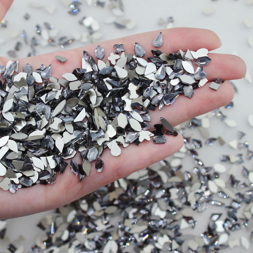 Yiwu Nail Art Diamond Mixed Mini Small Nail Art Flat Bottom Special-Shaped Diamond Mixed K9 Champagne Nail Art Jewelry