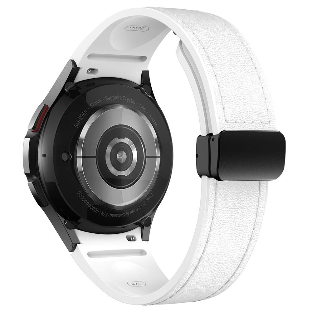 For Samsung Watch FE 40mm/Watch4 Classic Active/Watch 5/Watch6 Classic Silicone+Leather Band Smartwatch Strap