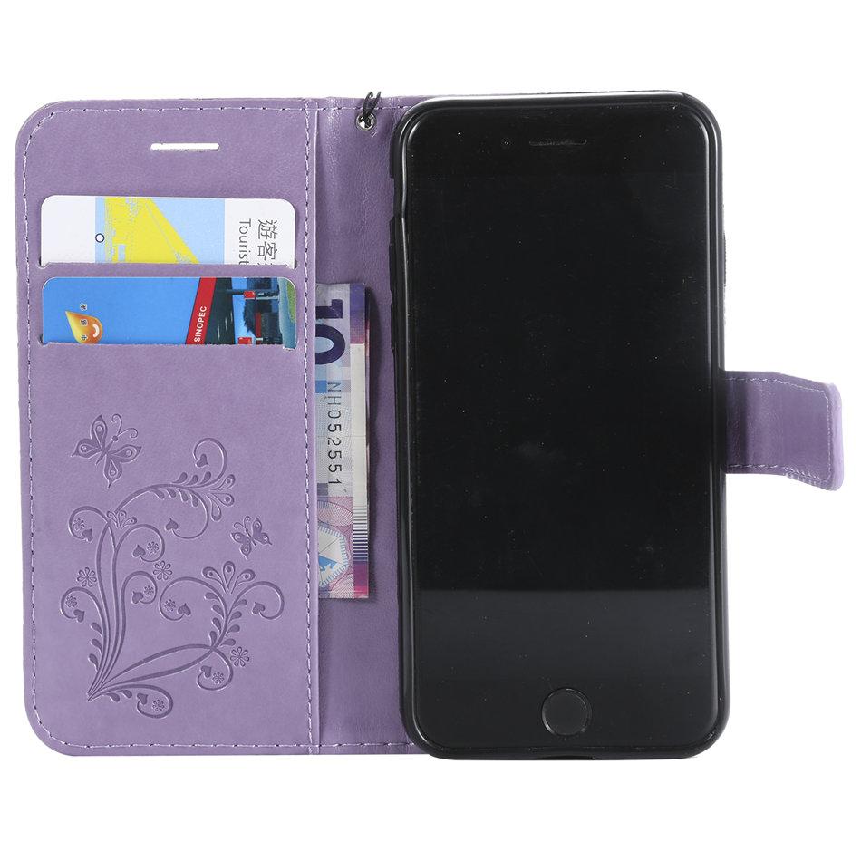 Flip Case for apple iPhone 14 13 12 X XR 11 Pro Max SE 2020 8 7 6 6s plus 5 5s Fundas Silicone holder Butterfly Phone Cover P06F
