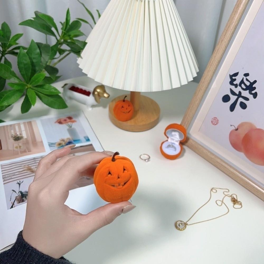 Anti-collision Pumpkin Rings Box Wedding Flannel Jewelry Organizer Marriage Anniversary