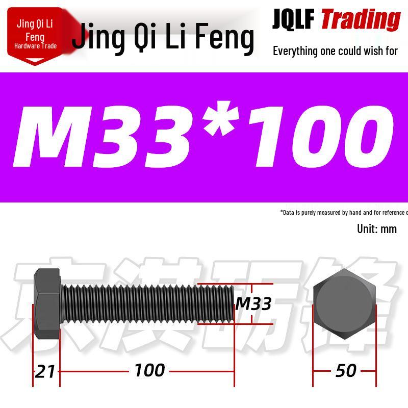 12.9 Grade High-Strength Blackened Hex Bolt M22-M48