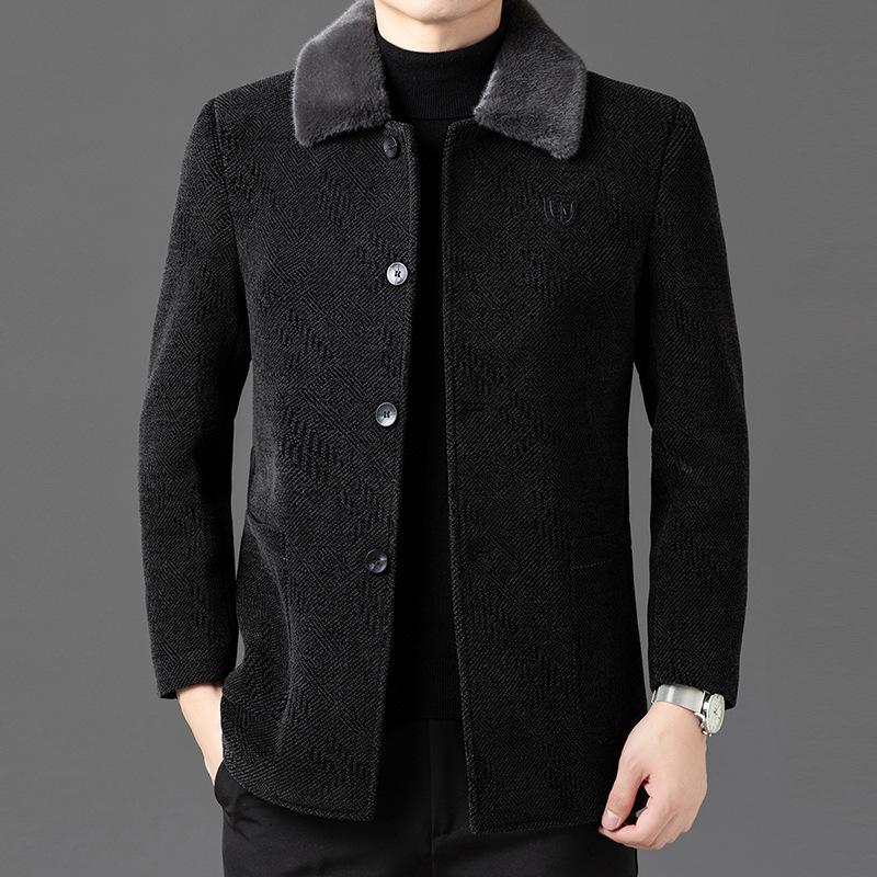 High-end Woolen Coat Men's Coat Top Lapel Jacket Spring and Autumn New Fashion Casual Woolen Jacket Men