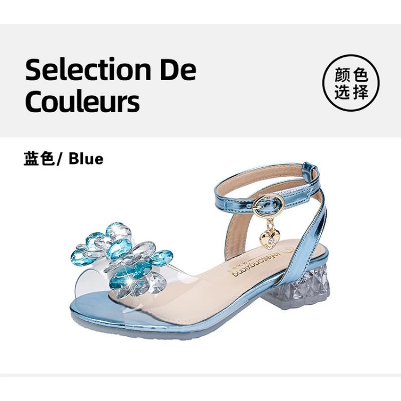 Girls Flat Sandals 2026 Fairy Style Rhinestone One-Buckle Princess Shoes Daily Outdoor Casual