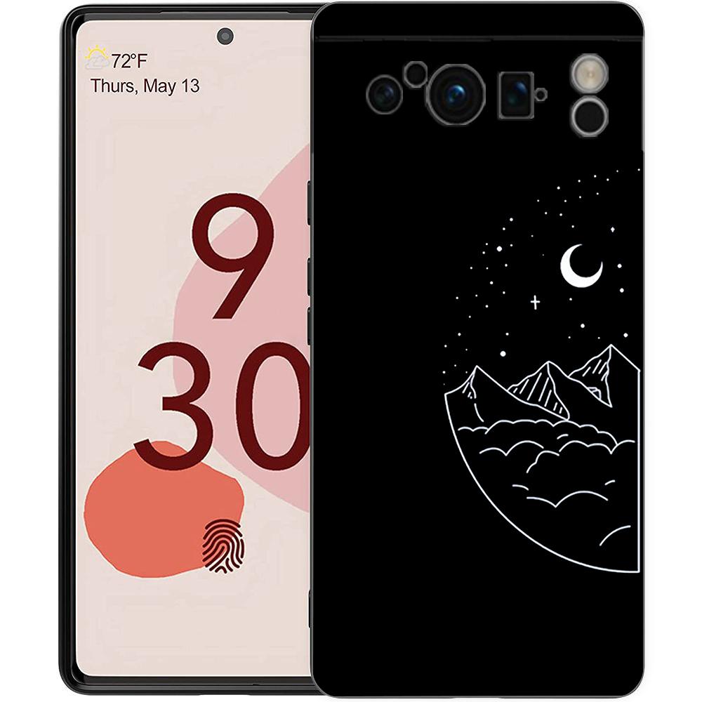 Чехол для телефона с мультяшным рисунком "Пара Солнце Луна" для Google Pixel 9 8 7 6 Pro XL 8A 7A 6A, мягкий ударопрочный TPU чехол, черная крышка