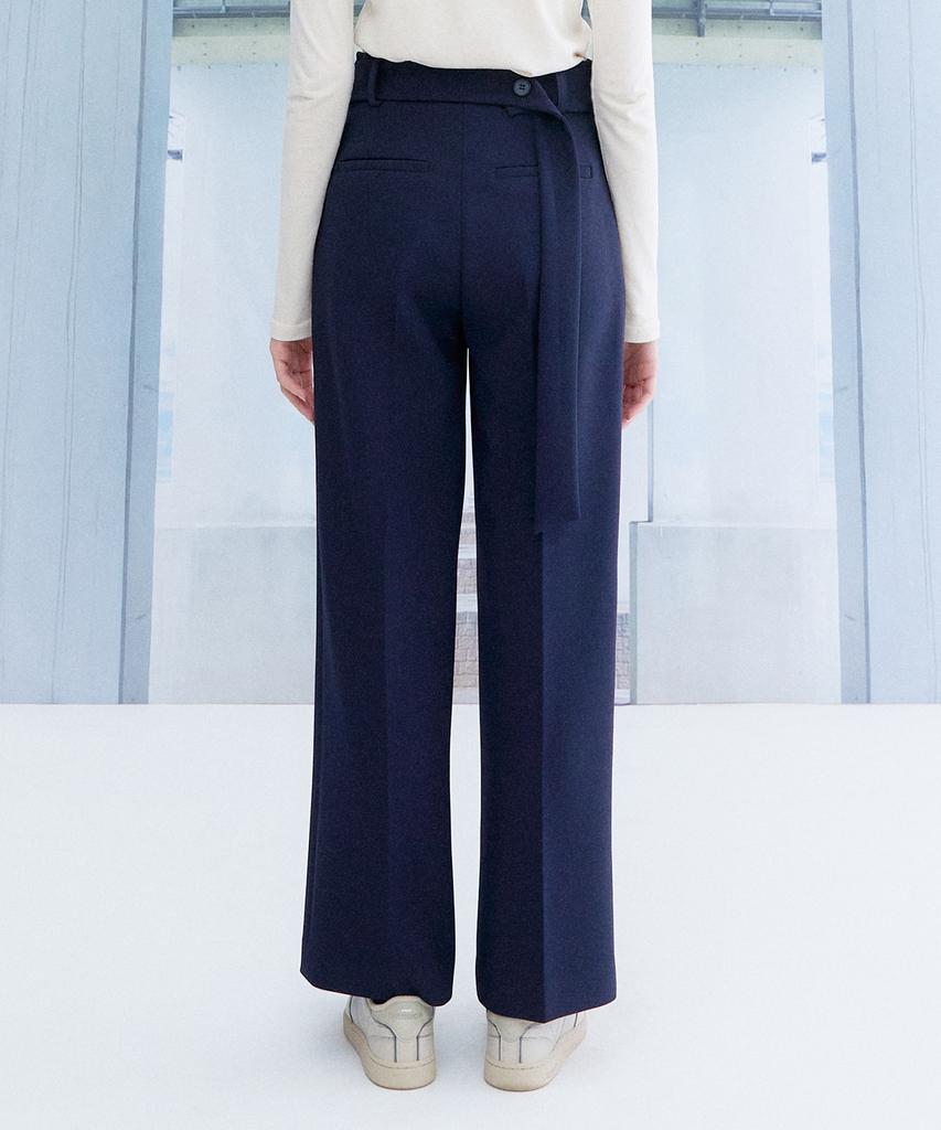 THE STUDIO K Embroidered Belt Pants_Navy