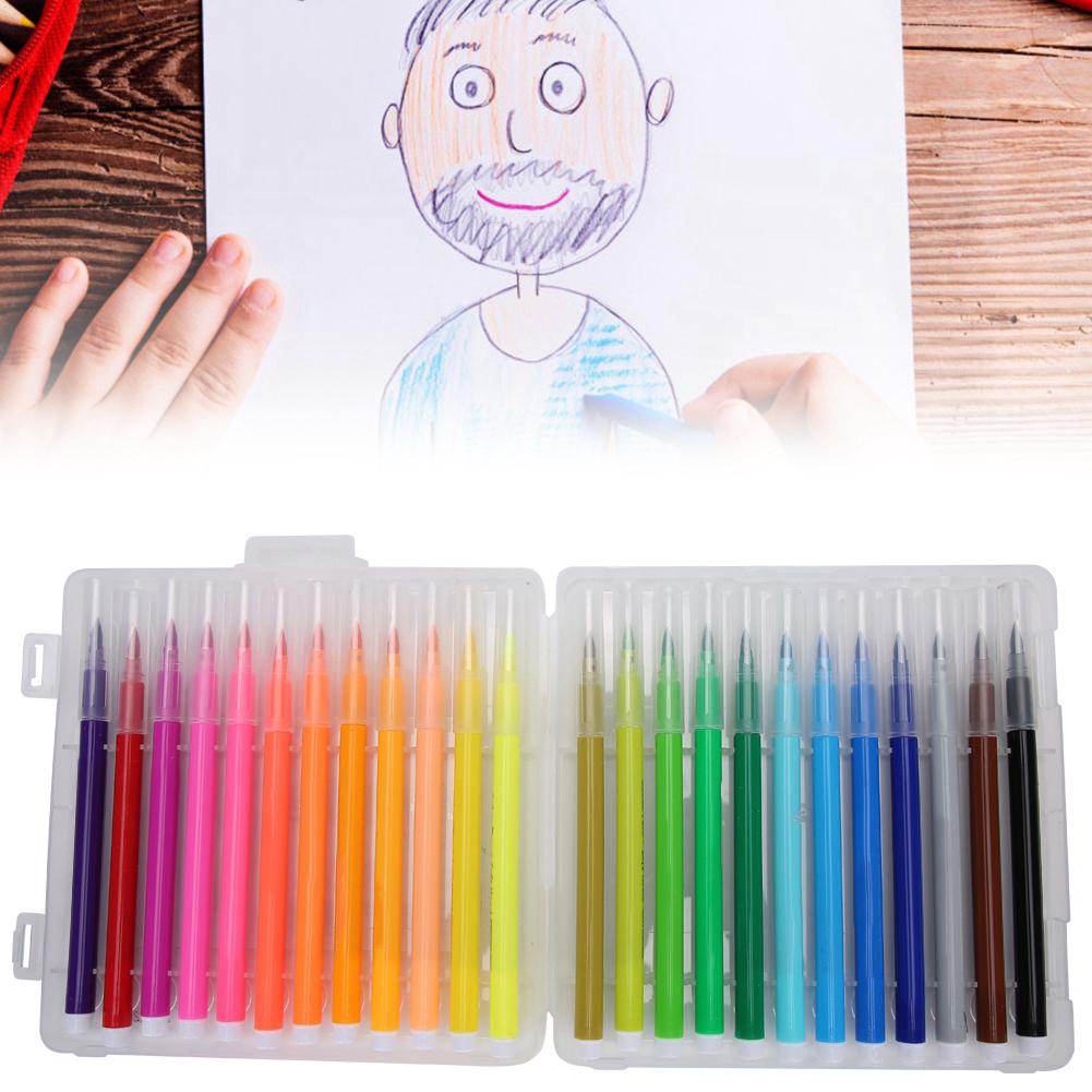 Watercolor Pen Set Washable Soft Fiber Tip Coloring Pen School Supplies for Elementary Painting Graffiti24 Colors