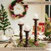 Wooden Candle Holder Stand with 3 Free Candles for Home & Table Decoration Best Handmade Gift for Christmas New