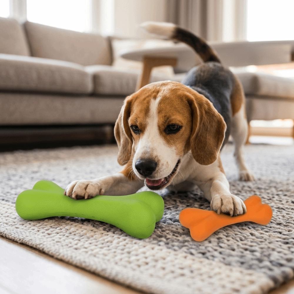 Wear Tough Bone Dog Toy Solid Rubber Texture Snack Dispensing Toy Daily Oral Cleaning
