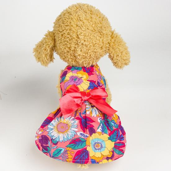 Платье для собаки, привлекательное мягкое платье принцессы с бантом, удобное платье с цветочным принтом для домашних животных, юбка для собаки, товары для домашних животных