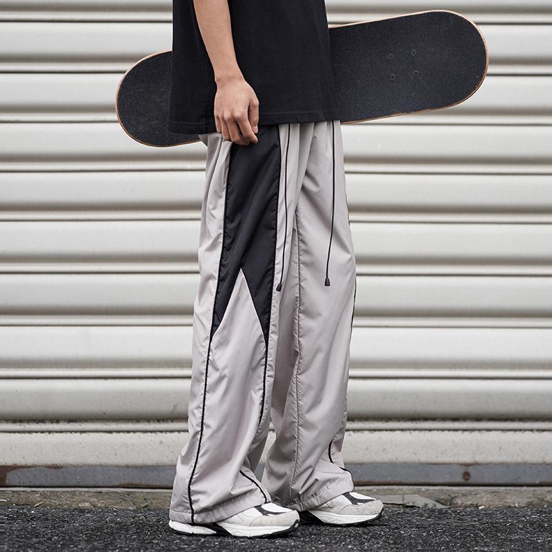Мужская черная мешковатая одежда Y2K, брюки-карго, повседневные летние широкие брюки, полосатые спортивные штаны для бега, хип-хоп, мужская техническая одежда, одежда в корейском стиле
