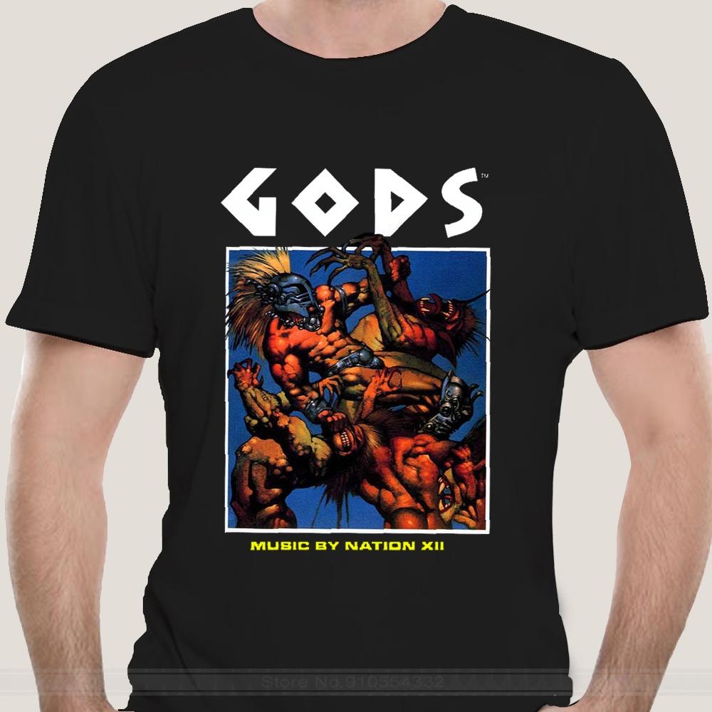 Officially Lic. Bitmap Brothers GODS Game Cover T Shirt Retro Atar i Amiga t-sdhirt men cotton