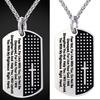Stainless Steel Dog Tag Cross Bible Verse Pendant Men Necklace Christian Jewelry