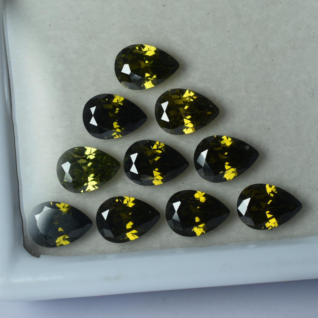 Natural Green Sapphire Loose Gemstone 51 pcs Lot Pear Cut 6x5 Size September Birthday Birthstone