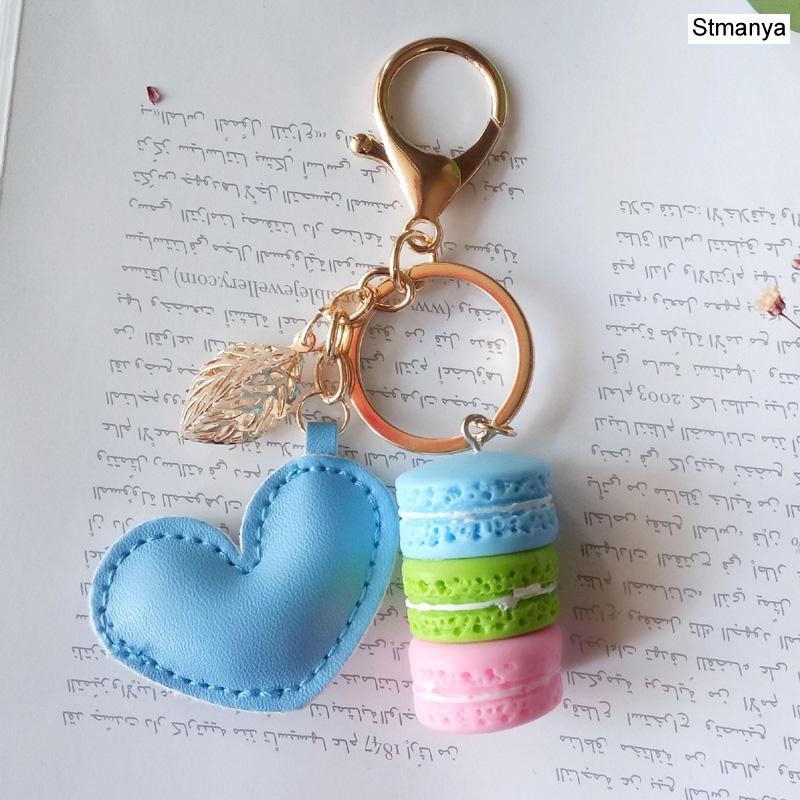 New Cake Key chain fashion car Key Ring Women bag charm accessories France Cake Macarons with Eiffel Tower Keychain gift Jewelry