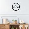 1pc Welcome Round Sign - Elegant Metal Wall Art - Black Circular Sign for Home Decor - Stylish and Durable Metal Welcome Sign