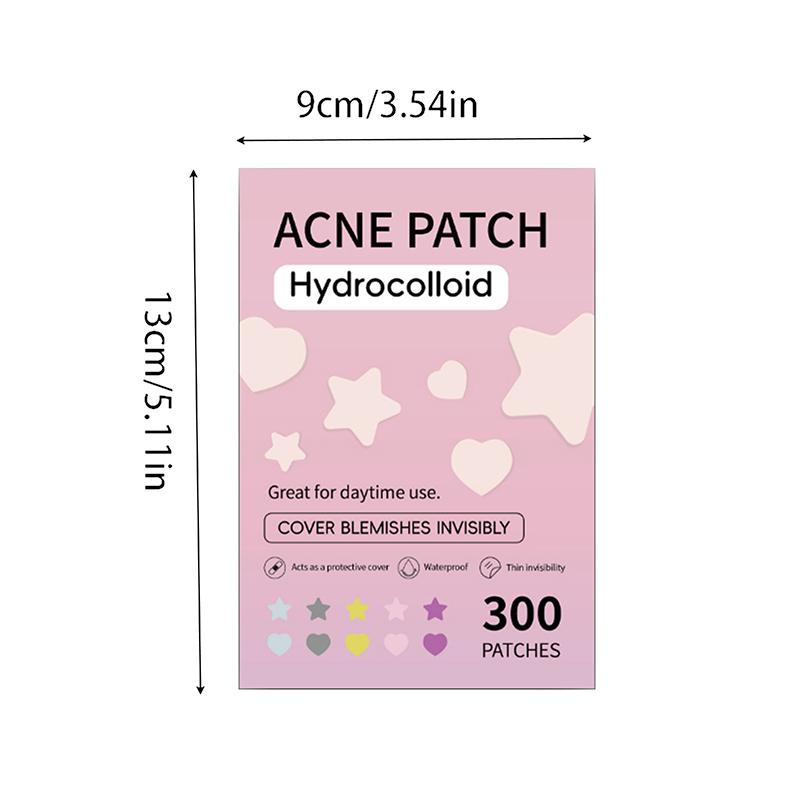 Набор гидроколлоидных пластырей от акне с 600 пластырями в форме звезд и сердец для дневного использования