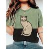 Women's Short Sleeved Round Neck Cartoon Printed T-shirt