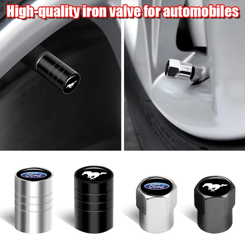 SFXU9 4Pcs Metal Wheel Tire Valve Caps For Ford Focus MK3 Ranger Fiesta S-Max Mondeo MK4 Kuga Hex Cylinder Air Stem Cover Accessory