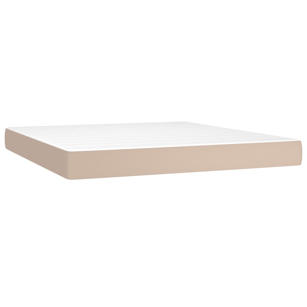 Box Spring Bed with Mattress & LED Cappuccino Brown 160x200cm