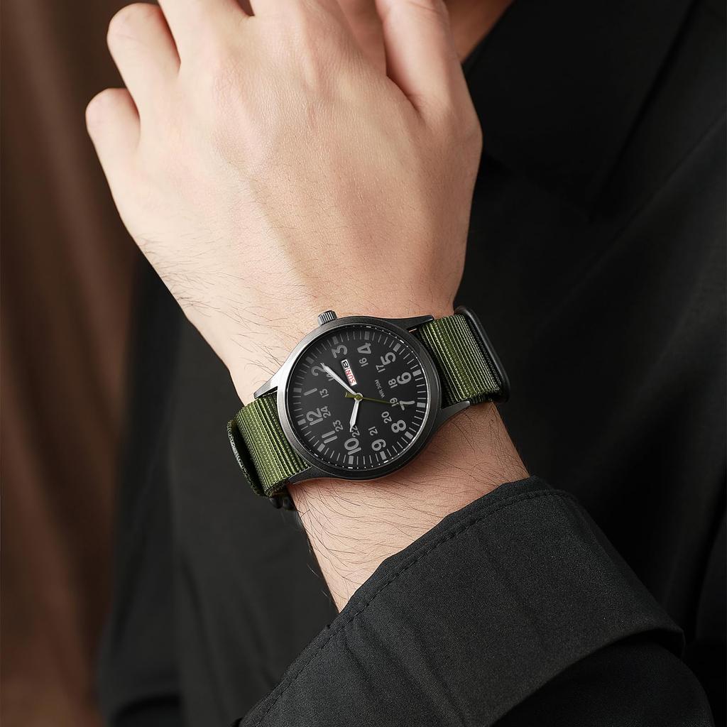Military Watch Nylon Strap Luminous Analog Display Calendar Simple Stylish Antique Sports Watch Quartz Green Fashion Accessories Birthday Anniversary
