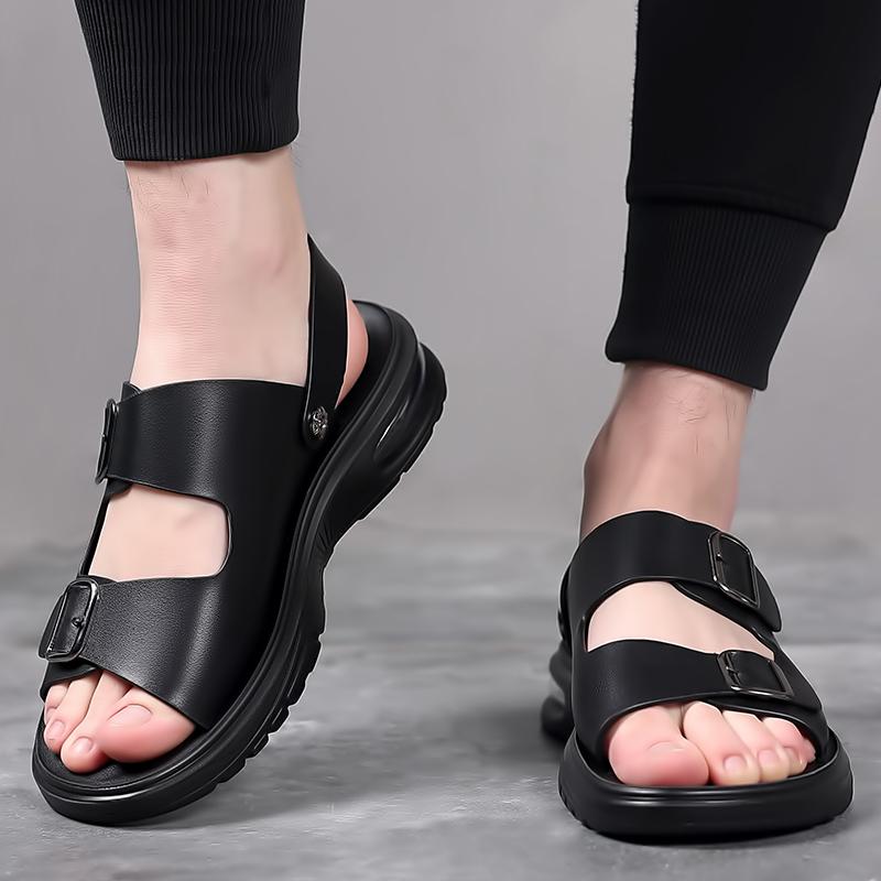 2024 Summer Outdoor Beach Sandals Genuine Leather Men Sandals Slippers Two Wear Non-slip Bottom Casual Business Sandals for Men