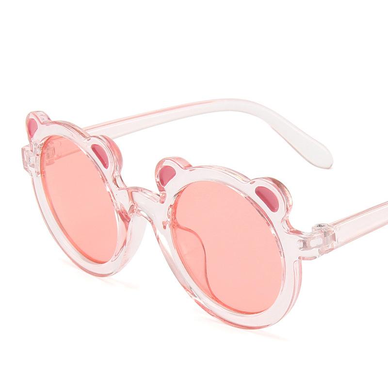 Винтажные детские очки для девочек, защитные очки для мальчиков, солнцезащитные очки в форме медведя с рисунком UV400, милые классические детские круглые очки