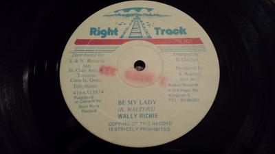 12-дюймовая пластинка WALLY RICHIE LESLIE THUNDER Be My Lady RE002 Right Track 1989 Канада Регги Ска Даб Б/у