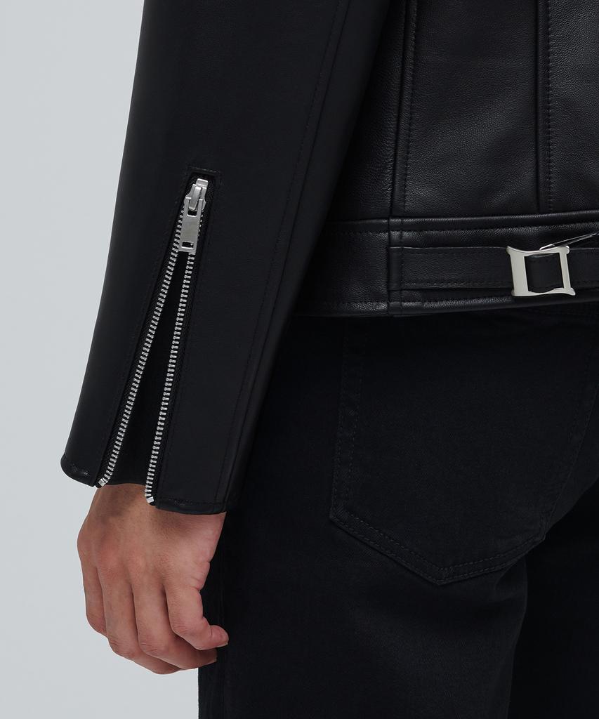 Musinsa Standard Lambskin Basic Rider Jacket [Black]