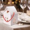 White Cardboard Decorative Lanterns 10PCS House Shape Candy Boxes, Hollow Window Design Containers Paper Shaped Packaging with Portable Rope,