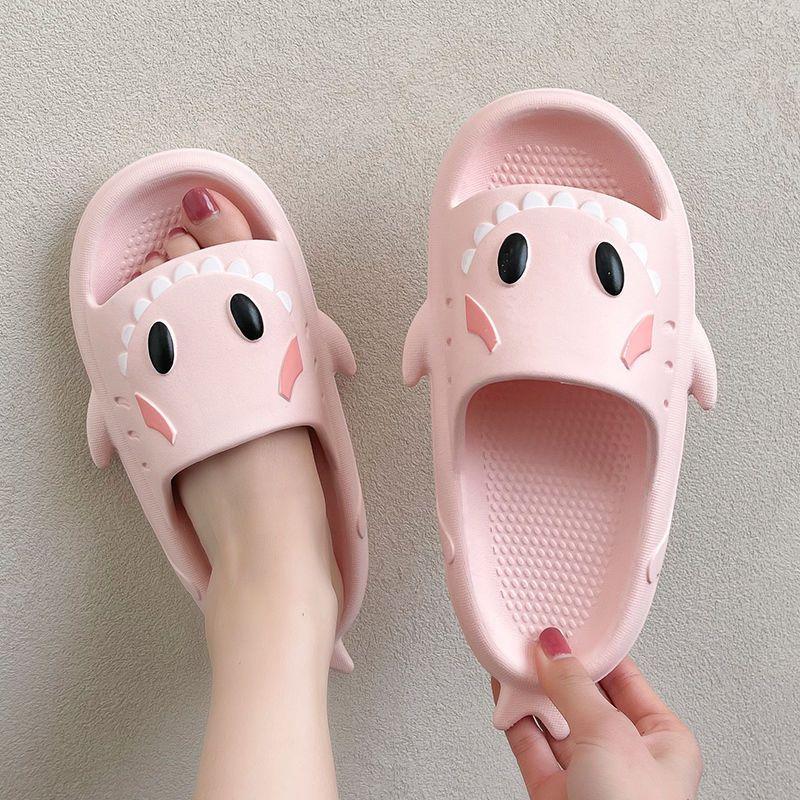 Summer Shark Soft Woman Slippers Anime Shoes for Women 2024 Kawaii Sandals Round Toe Slides Fish Cute Pink Outside Cartoon W 39