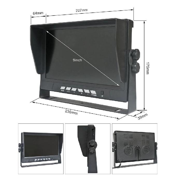 DIYKIT 1920x1080 2CH 9" AHD IPS Rear View Car Monitor IP68 Waterproof Starlight AHD Backup Car Camera Video Recording