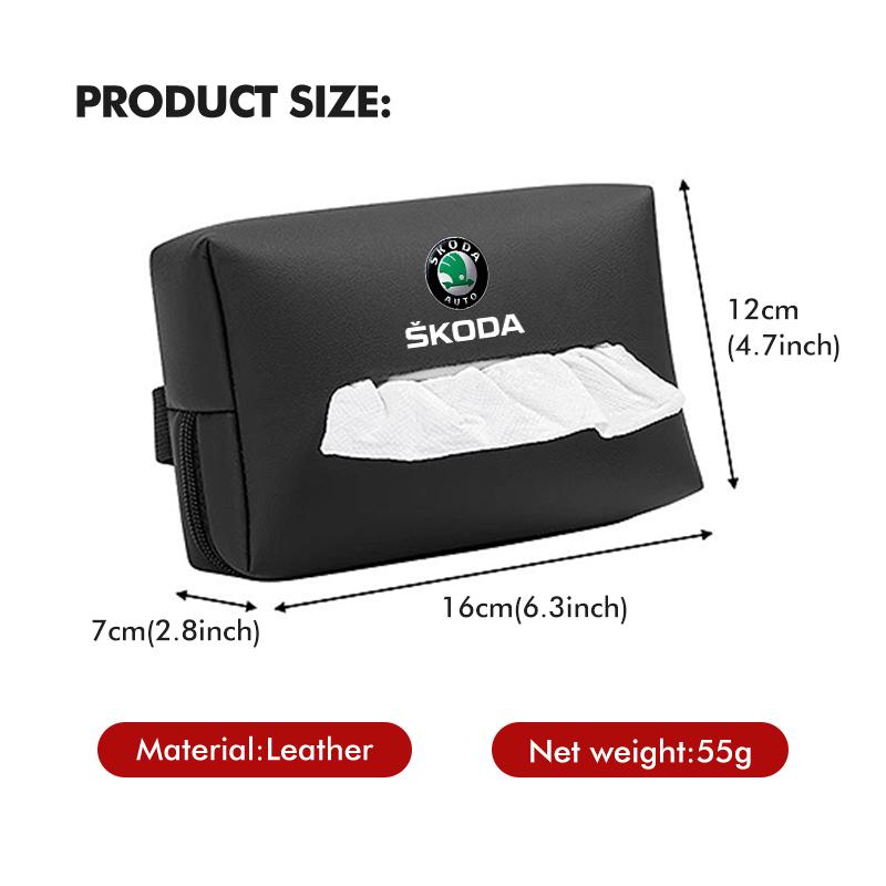 VIJT4 Car Tissue Box Cover Seat Back Hanging Type Tissue Storage Case For Skoda S Kodiaq Octavia 2 3 Yeti Karoq Rapid Fabia VII VRS