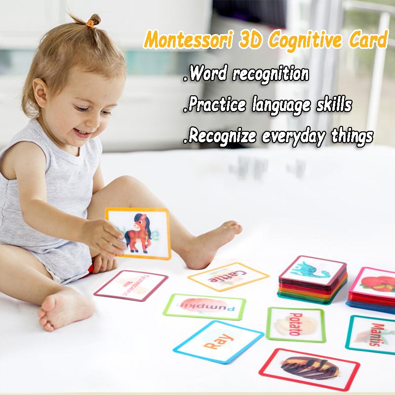 3D Words Flash Cards Montessori Toys Visual Change Sight Words Cognitive Games Kindergarten Learning English Words Toddlers Toys
