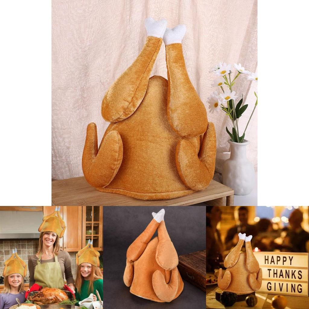 Плюшевая шапка в виде куриной ножки для взрослых и детей. Забавный головной убор в виде куриного бедра в наличии.