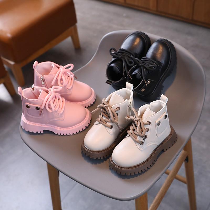Kids Winter Martin Boots Boys Girls Warm Thick Sole Toddler Child Short Side Zipper Rubber