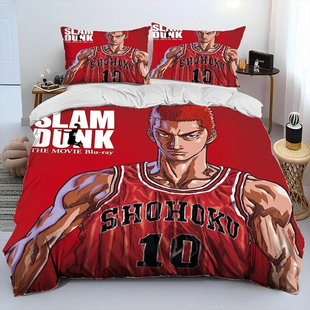 Постельное белье с одеялом из аниме Slam Dunk, комплект постельного белья, размер King Queen, пододеяльник, наволочка, японский мультфильм, для детей