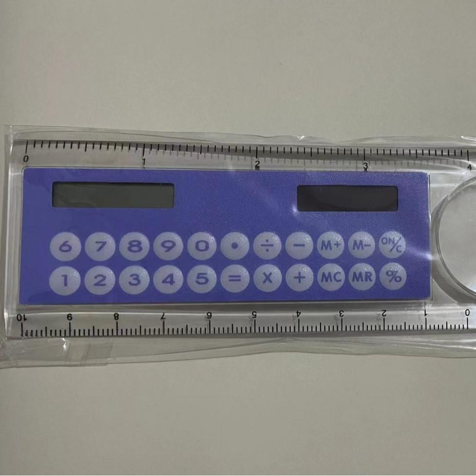 Мини Ультратонкая Линейка с Солнечным Калькулятором и Лупой - Многофункциональные Школьные и Офисные Принадлежности, Прочный Пластик, Идеально для Студентов