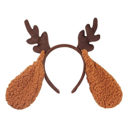 Рождественская повязка на голову с декором в виде рогов оленя, праздничный головной убор с дизайном оленя, женские эластичные удобные рождественские аксессуары для волос