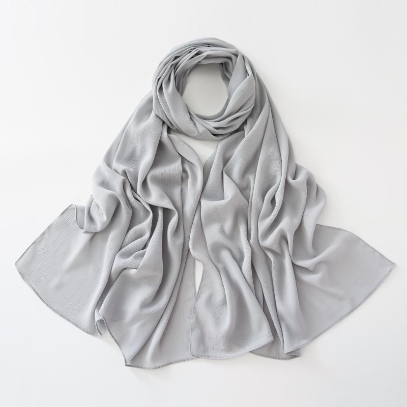 Little Crinkle Chiffon Hijab Good Stitching Solid Plain Scarf High Quality Premium Malaysian Women's Scarves Hijabs Long Shawl