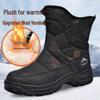 Men's Black High-Top Winter Snow Boots - Thickened, Non-Slip, Warm Cotton, With Zipper