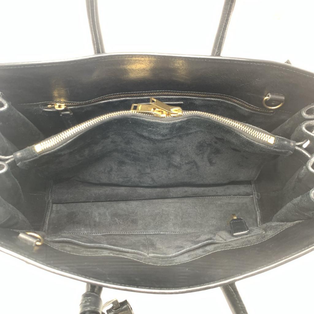 SAINT LAURENT PARIS YSL 2way Sac de Jour Shoulder Bag Tote Handbag Leather Black