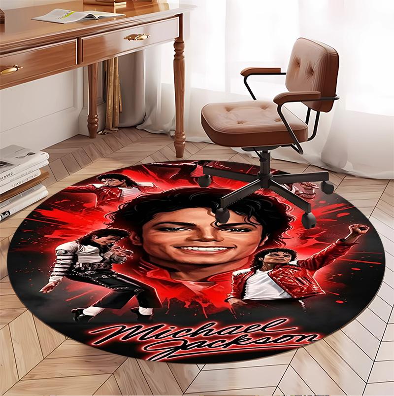 Michael Jackson Pattern Round Rug, Indoor/Outdoor Mat, for Picnic, Gameroom, Bedroom, Office, Living Room, Home Decor Carpet, Birthday Gift
