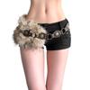 Studded Design Waist Chain Faux Fur Fur Waistband Fashion PU Leather Fur Belt  Women's Accessories