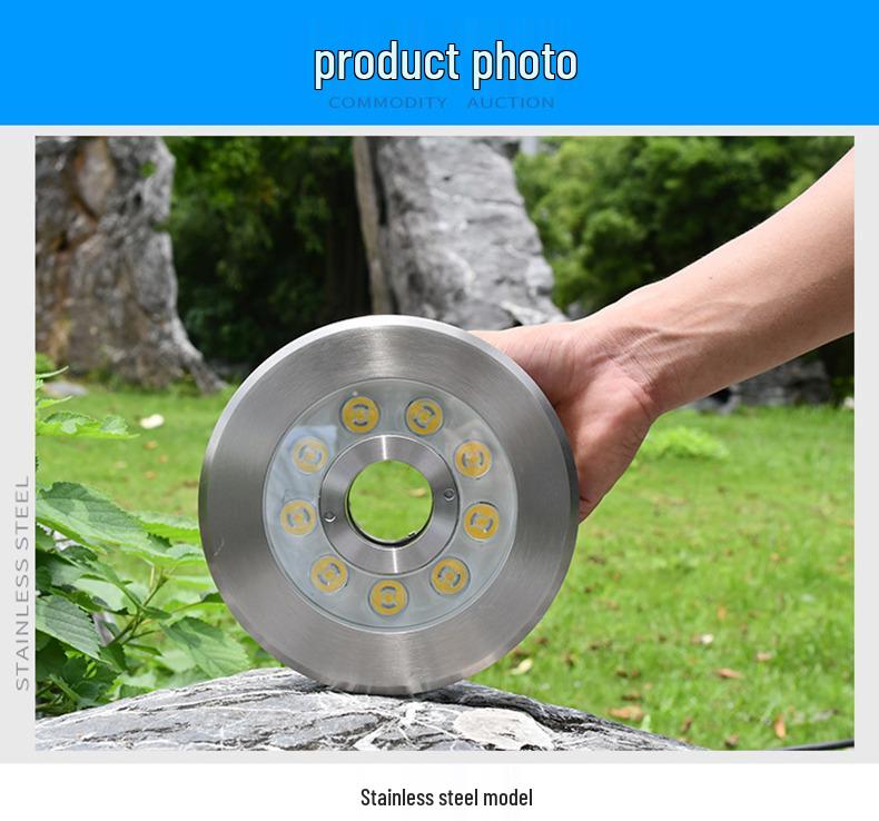 Colorful LED Underwater Fountain Spotlight - 24V Stainless Steel